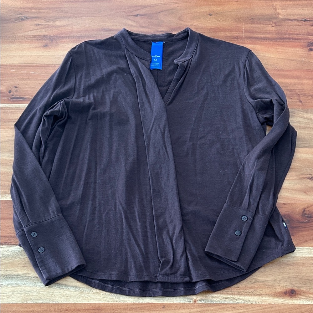 Kit and Ace Merino Wool Brown Blend Top size medium